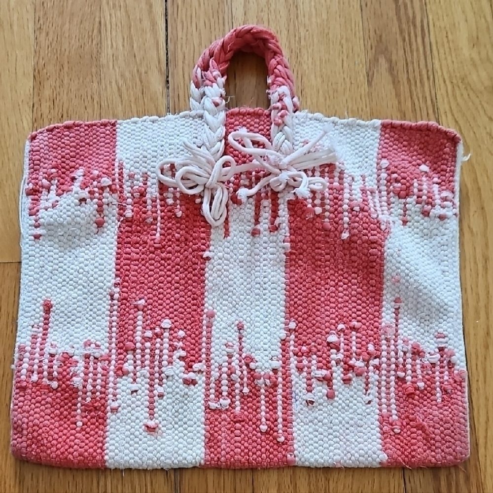 Handcrafted Pink and White Tote Bag